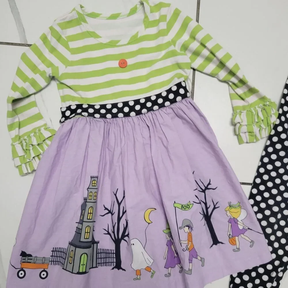 Girls Halloween Elenor Rose Boutique Dress & Leggings Set Trick or Treat